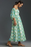 Let Me Be Long-Sleeve Printed Midi Dress