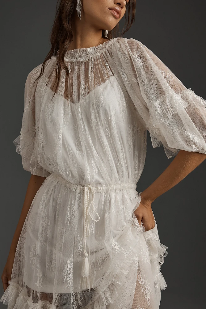 Let Me Be Short-Sleeve Ruffle Maxi Dress