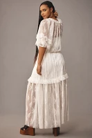 Let Me Be Short-Sleeve Ruffle Maxi Dress