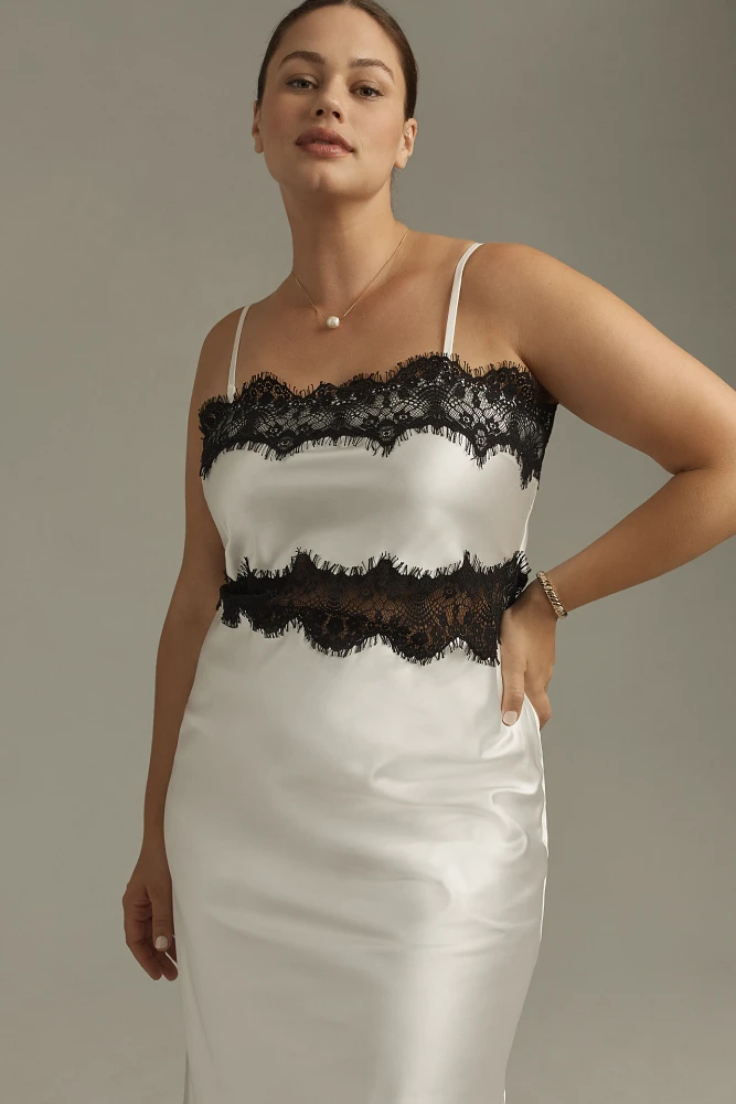 Let Me Be Polina Strapless Lace-Trim Midi Dress