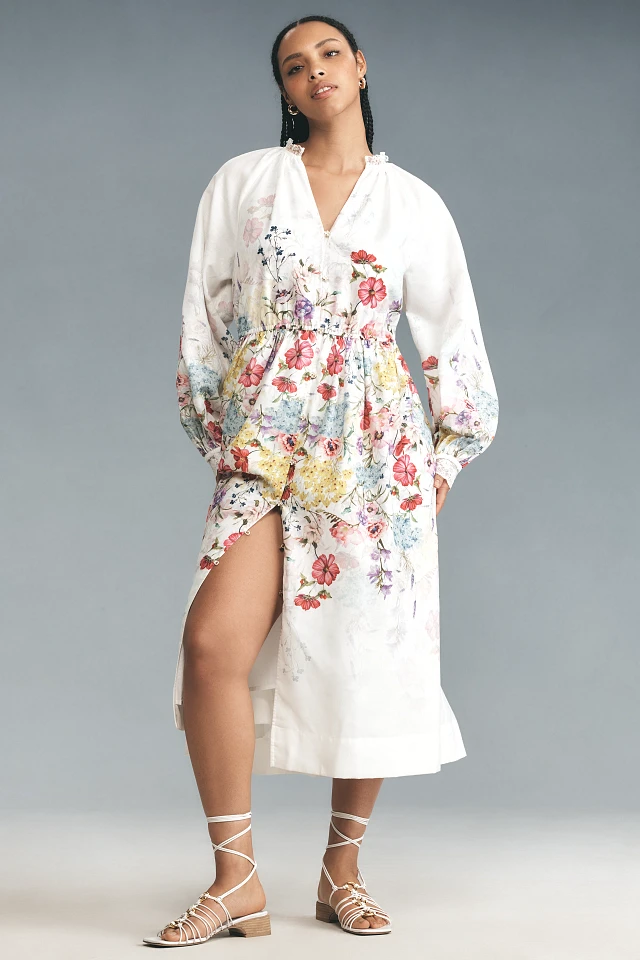 let me be long-sleeve v-neck floral a-line midi dress Straps & Sleeves_Flutter Sleeve Zara Asymmetric Top in Size:XS / US 4 line skirt with an
