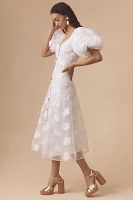 Let Me Be Puff-Sleeve Sheer Midi Dress