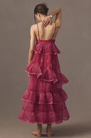 Let Me Be Sleeveless Sheer Tiered Midi Dress