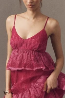 Let Me Be Sleeveless Sheer Tiered Midi Dress