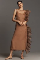 Let Me Be Asymmetrical Ruffle Midi Dress