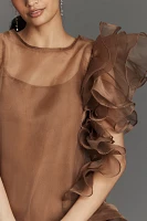 Let Me Be Asymmetrical Ruffle Midi Dress
