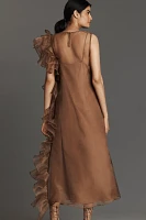 Let Me Be Asymmetrical Ruffle Midi Dress