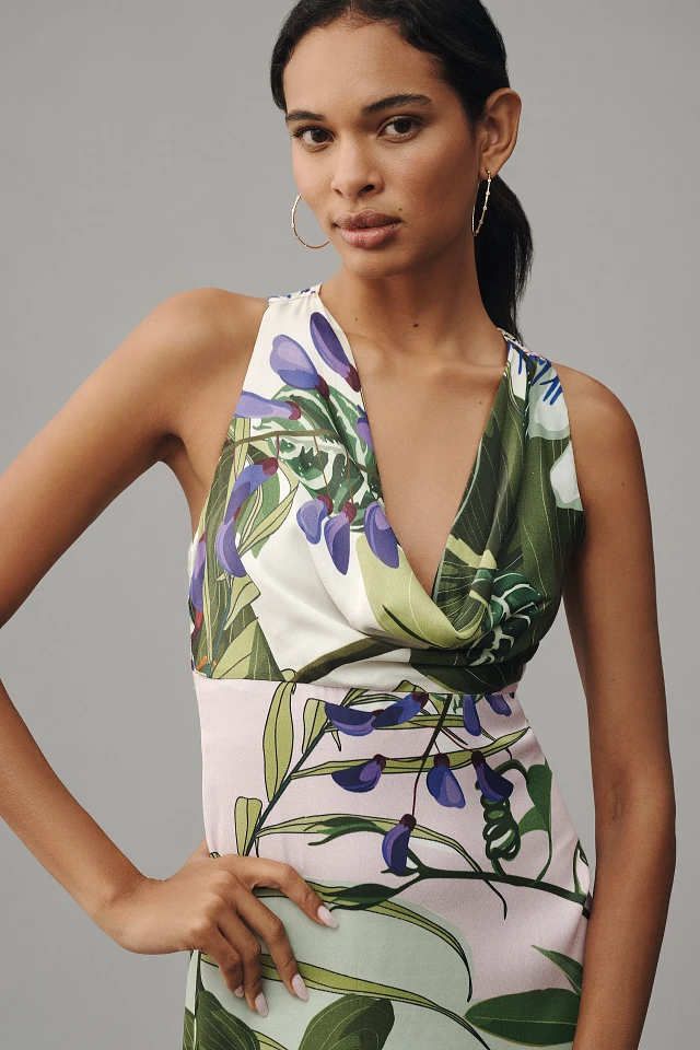 chinese dress ladies Yvette Slip Maxi Dress with Asymmetrical Hem / Sage | Meshki