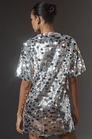 Glamorous Short-Sleeve Sequin Shift Mini Dress