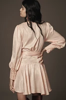 Glamorous Long-Sleeve Metallic Wrap Mini Dress