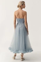 Geisha Designs Strapless Tulle A-Line Midi Dress