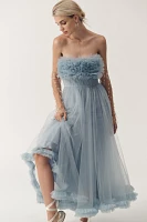 Geisha Designs Strapless Tulle A-Line Midi Dress