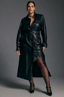 Pilcro Long-Sleeve Faux Leather Belted Midi Dress