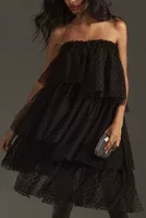 By Anthropologie Strapless Tiered Tulle Dress