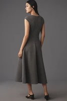 By Anthropologie Heathered Sweetheart Scuba Midi Dress