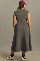 By Anthropologie Heathered Sweetheart Scuba Midi Dress