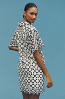 Maeve Short-Sleeve Geo Lace Mini Shirt Dress