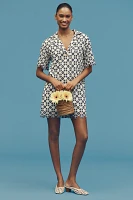 Maeve Short-Sleeve Geo Lace Mini Shirt Dress