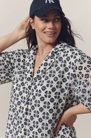 Maeve Short-Sleeve Geo Lace Mini Shirt Dress