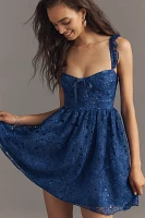 By Anthropologie Ruffle-Strap Corset Lace Mini Dress