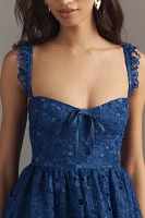 By Anthropologie Ruffle-Strap Corset Lace Mini Dress