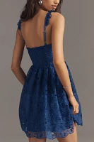 By Anthropologie Ruffle-Strap Corset Lace Mini Dress
