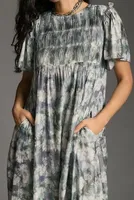 English Factory Short-Sleeve Smocked Tiered Midi Dress
