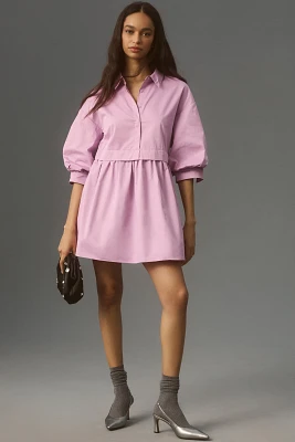 English Factory Puff-Sleeve Mini Shirt Dress