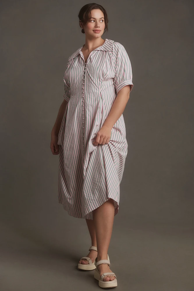 English Factory Plus Midi Stripe Shirt Dress