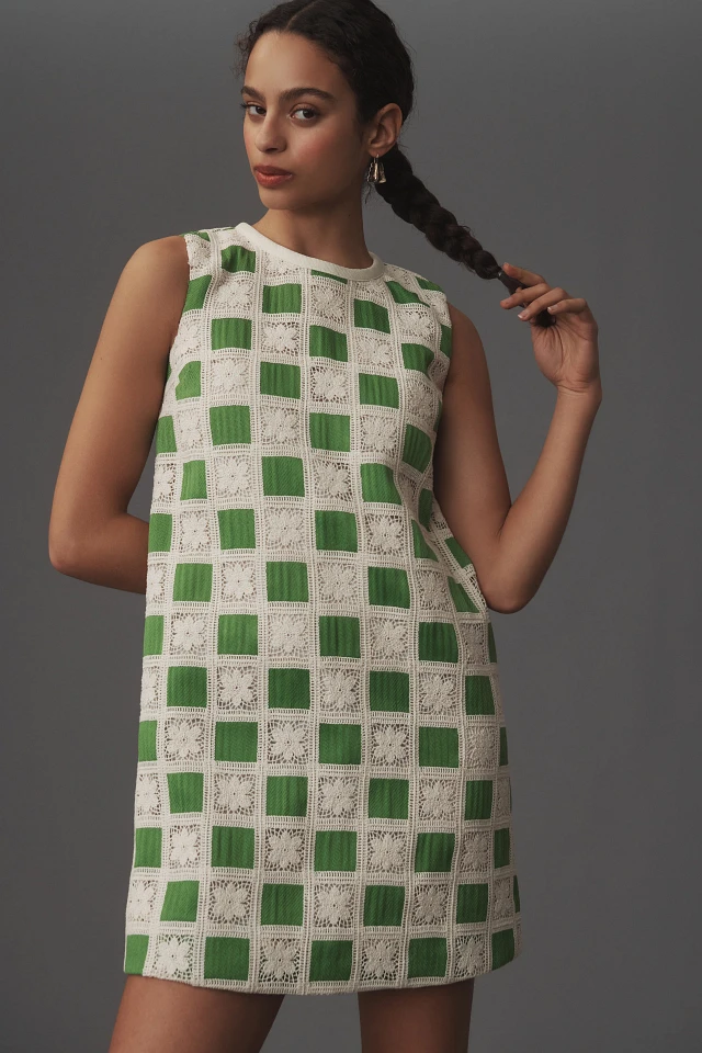 English Factory Crochet Patchwork Shift Dress at MarketFair Shoppes in  Princeton, NJ