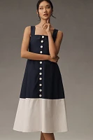 English Factory Sleeveless Square-Neck Midi Dress