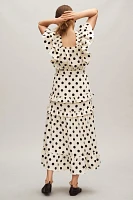 English Factory Ruffled Polka Dot Midi Dress