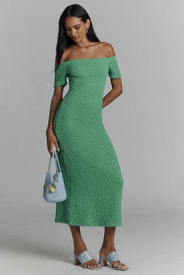 English Factory Off-The-Shoulder Textured Midi Dress
