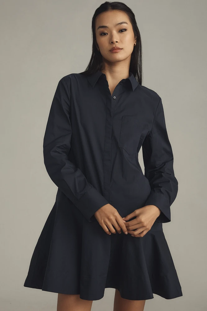 English Factory Long-Sleeve A-Line Mini Shirt Dress