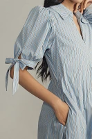 English Factory Puff-Sleeve A-Line Midi Shirt Dress