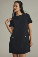 English Factory Short-Sleeve Crew-Neck Shift Mini Dress