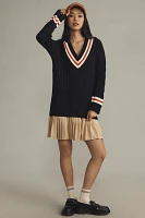 English Factory Long-Sleeve V-Neck Twofer Sweater Mini Dress