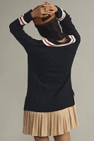 English Factory Long-Sleeve V-Neck Twofer Sweater Mini Dress