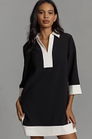 English Factory Long-Sleeve Collared Shift Mini Dress