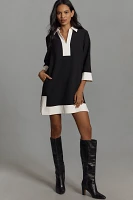 English Factory Long-Sleeve Collared Shift Mini Dress