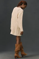 English Factory Long-Sleeve Cable Knit Mini Dress