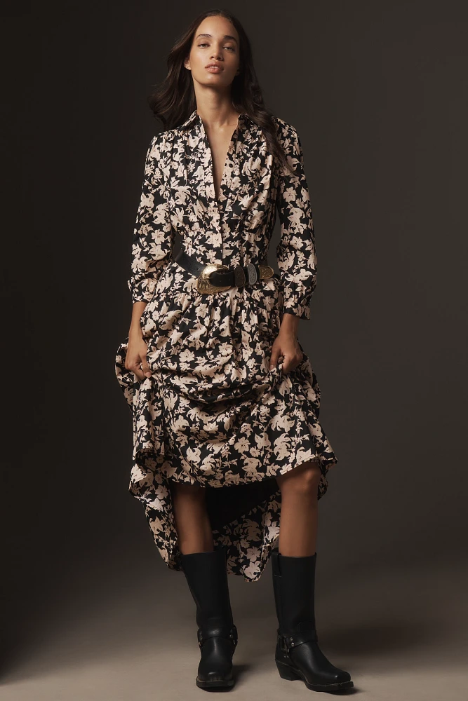 English Factory Long-Sleeve Midi Shirt Dress