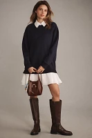 English Factory Long-Sleeve Collared Twofer Mini Dress