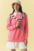 English Factory Long-Sleeve Collared Twofer Mini Dress
