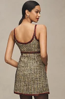 English Factory Sleeveless Scoop-Neck Tweed Mini Dress