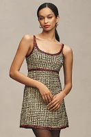 English Factory Sleeveless Scoop-Neck Tweed Mini Dress