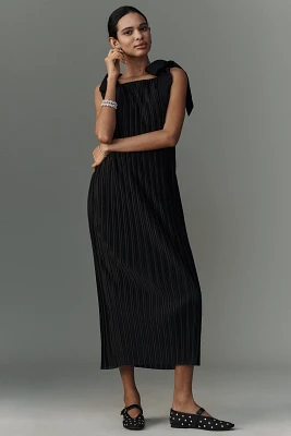 English Factory Tie-Strap Pleated Midi Dress