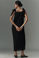 English Factory Tie-Strap Pleated Midi Dress