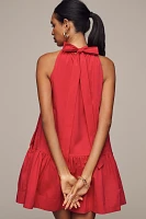 English Factory Halter Poplin Drop-Waist Mini Dress
