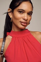 English Factory Halter Poplin Drop-Waist Mini Dress